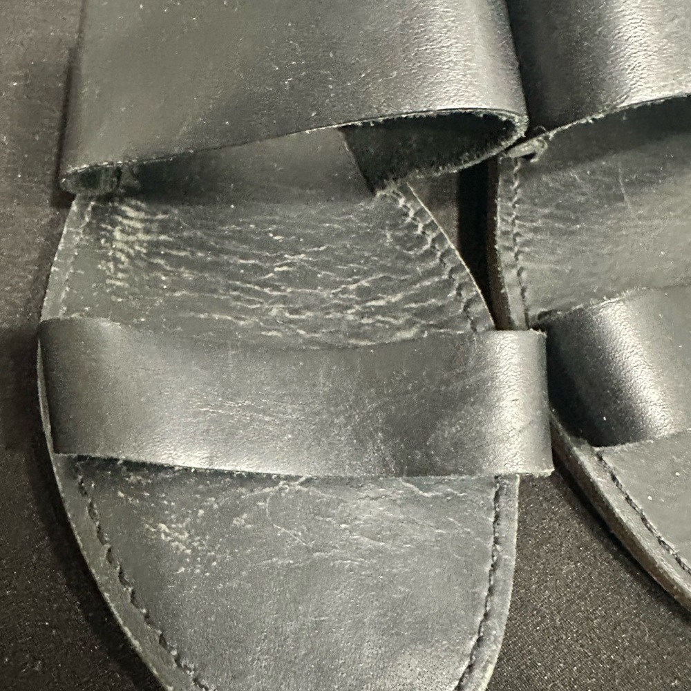 Madewell Boardwalk Black Leather Slides, Wide Band Flats Made in Brazil Sz 7 - Picture 7 of 10